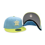 Sky Blue Houston Astros Neon Green Visor Gray Bottom Color Pack New Era 59Fifty Fitted