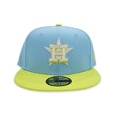 Sky Blue Houston Astros Neon Green Visor Gray Bottom Color Pack New Era 59Fifty Fitted