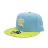 Sky Blue Houston Astros Neon Green Visor Gray Bottom Color Pack New Era 59Fifty Fitted