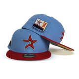 Sky Blue Houston Astros Red Visor Soft Yellow Bottom 2000 Inaugural Season Side Patch New Era 59Fifty Fitted