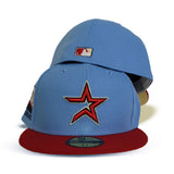 Sky Blue Houston Astros Red Visor Soft Yellow Bottom 2000 Inaugural Season Side Patch New Era 59Fifty Fitted