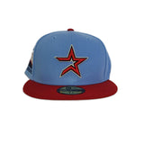 Sky Blue Houston Astros Red Visor Soft Yellow Bottom 2000 Inaugural Season Side Patch New Era 59Fifty Fitted
