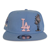 Sky Blue Los Angeles Dodgers Palm Tree Pink Bottom 60th Anniversary Side Patch New Era 9Fifty Snapback