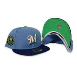 Sky Blue Milwaukee Brewers Royal Blue Visor Green Bottom 92nd Anniversary Side Patch New Era 59Fifty Fitted