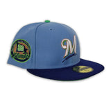 Sky Blue Milwaukee Brewers Royal Blue Visor Green Bottom 92nd Anniversary Side Patch New Era 59Fifty Fitted