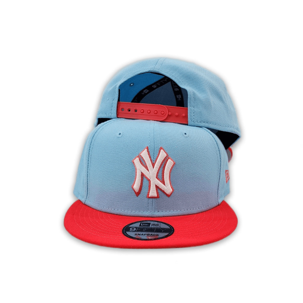 Sky Blue New York Yankees Lava Red Visor New Era 9Fifty Snapback