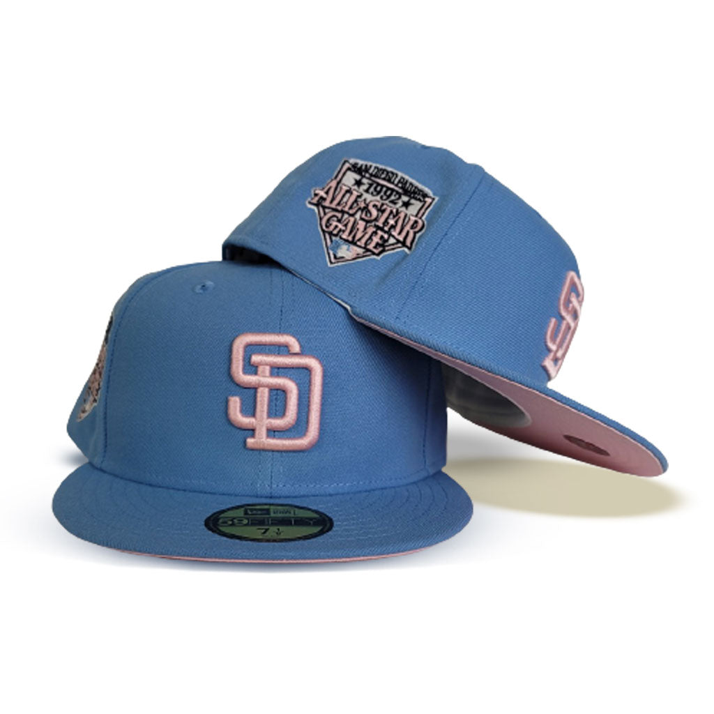 Sky Blue San Diego Padres Pink Bottom 1992 All Star Game Side Patch New Era 59FIFTY Fitted 71/2
