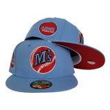 Sky Blue Seattle Mariners Red Bottom Baseball Club Side Patch New Era 59Fifty Fitted