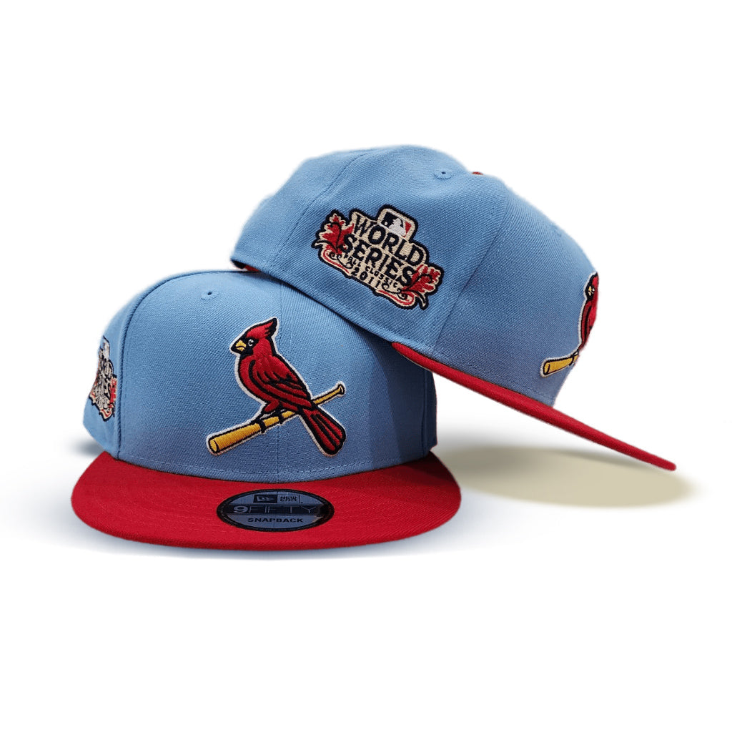 NEW ERA ST. LOUIS CARDINALS WORLD SERIES CHAMPIONS 2011 SKY BLUE AND RED 7  1/4