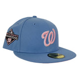 Sky Blue Washington Nationals Pink Bottom 2019 World Series Champions New Era 59Fifty Fitted