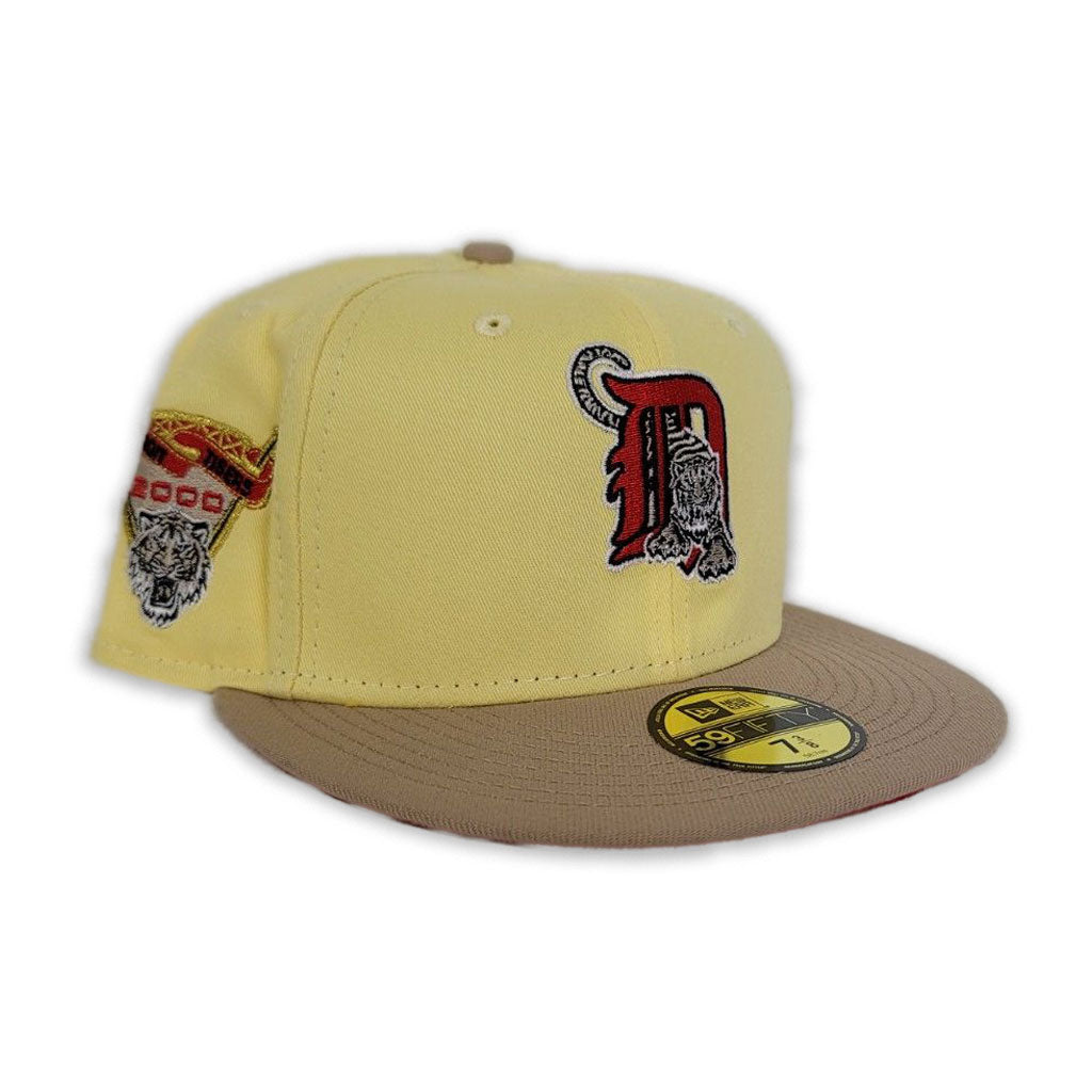 Soft Yellow Detroit Tigers Tan Visor Red Bottom 2000 Tiger Side Patch New Era 59Fifty Fitted