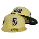 Soft Yellow Seattle Mariners Forest Green Bottom 20th Anniversary Side Patch New Era 59Fifty Fitted