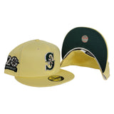 Soft Yellow Seattle Mariners Forest Green Bottom 20th Anniversary Side Patch New Era 59Fifty Fitted