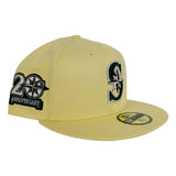 Soft Yellow Seattle Mariners Forest Green Bottom 20th Anniversary Side Patch New Era 59Fifty Fitted