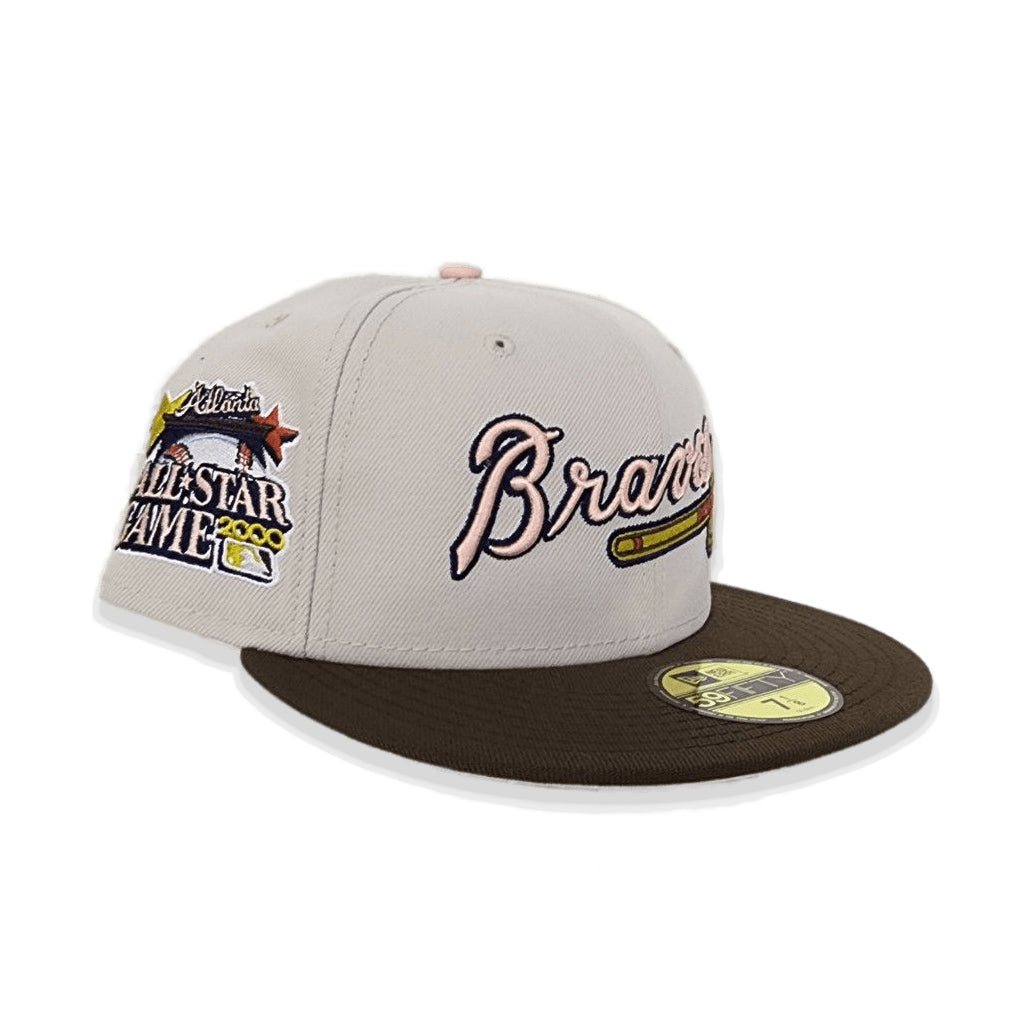 Stone Atlanta Braves Brown Visor Blush Bottom 2000 All Star Game Side Patch New Era 59FIFTY Fitted 7 3/4