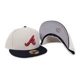 Stone Atlanta Braves Navy Blue Visor Gray Bottom 3X World Series Champions New Era 59Fifty Fitted