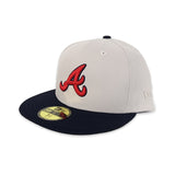 Stone Atlanta Braves Navy Blue Visor Gray Bottom 3X World Series Champions New Era 59Fifty Fitted