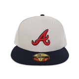 Stone Atlanta Braves Navy Blue Visor Gray Bottom 3X World Series Champions New Era 59Fifty Fitted