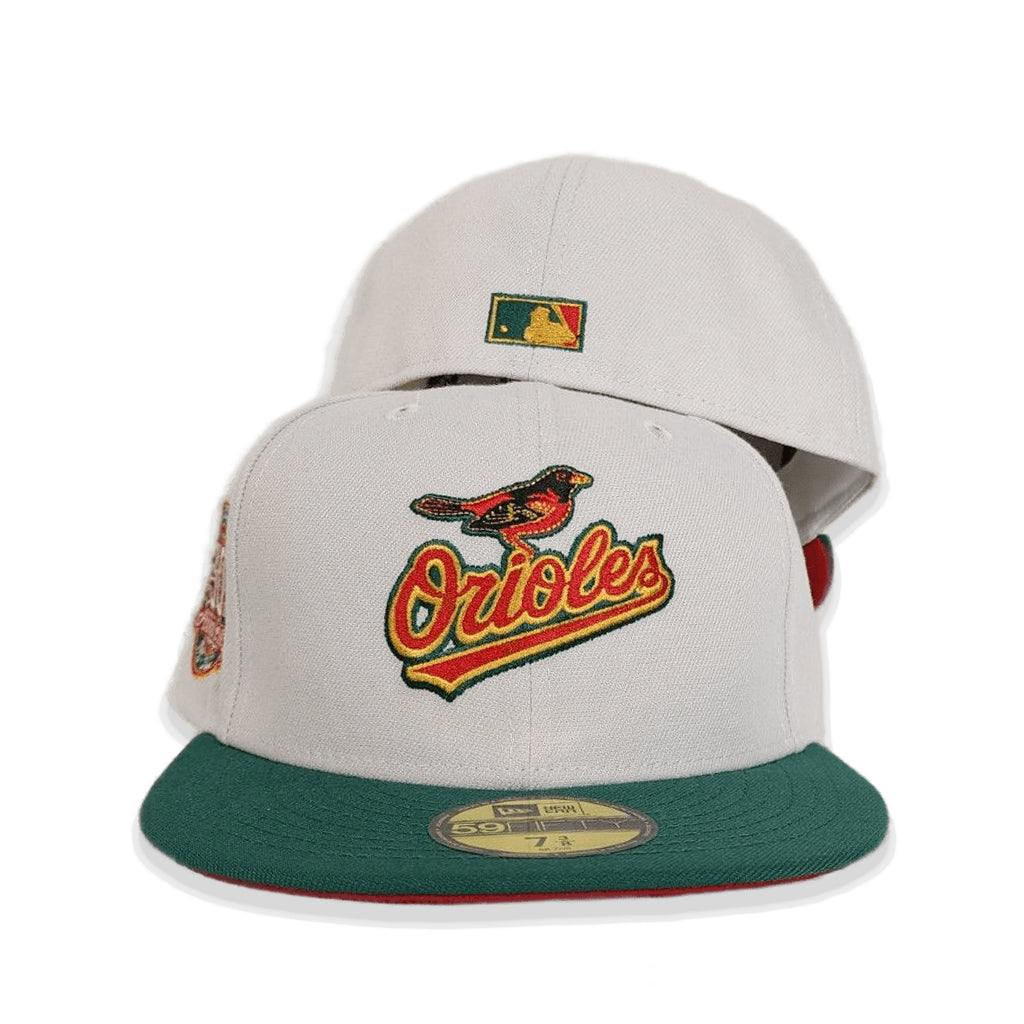 Stone Baltimore Orioles Dark Green Visor Red Bottom 30th Anniversary Side Patch New Era 59Fifty Fitted