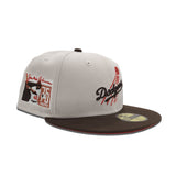 Stone Brooklyn Dodger Brown Visor Red Bottom Jackie Robinson 75th Years Side Patch New Era 59Fifty Fitted