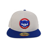 Stone Chicago Cubs Royal Blue Visor Gray Bottom 3X World Series Champions New Era 59Fifty Fitted