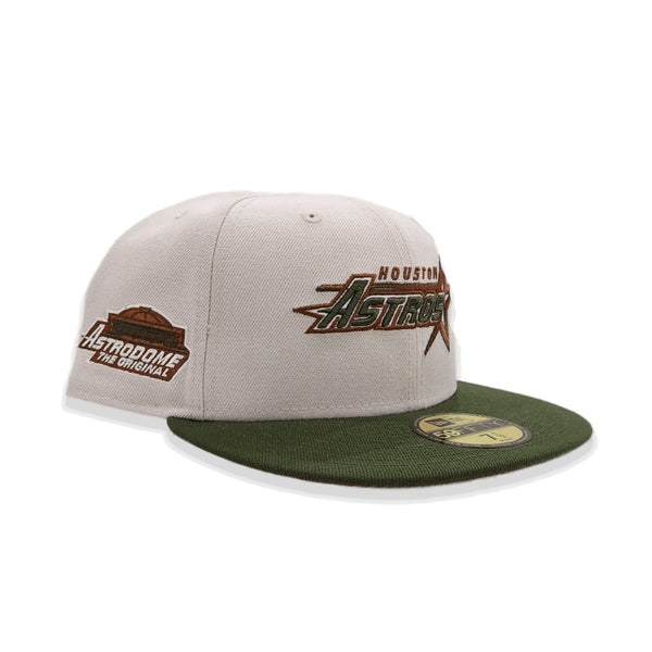 Stone Houston Astros Olive Green Visor Toast Bottom Astrodome Side Pat ...