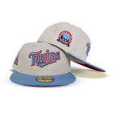 Stone Minnesota Twins Sky Blue Visor Red Bottom 60th Anniversary Side Patch New Era 59Fifty Fitted