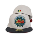 Stone New York Mets Dark Gary Visor Red Bottom 50th Anniversary Side Patch New Era 59Fifty Fitted