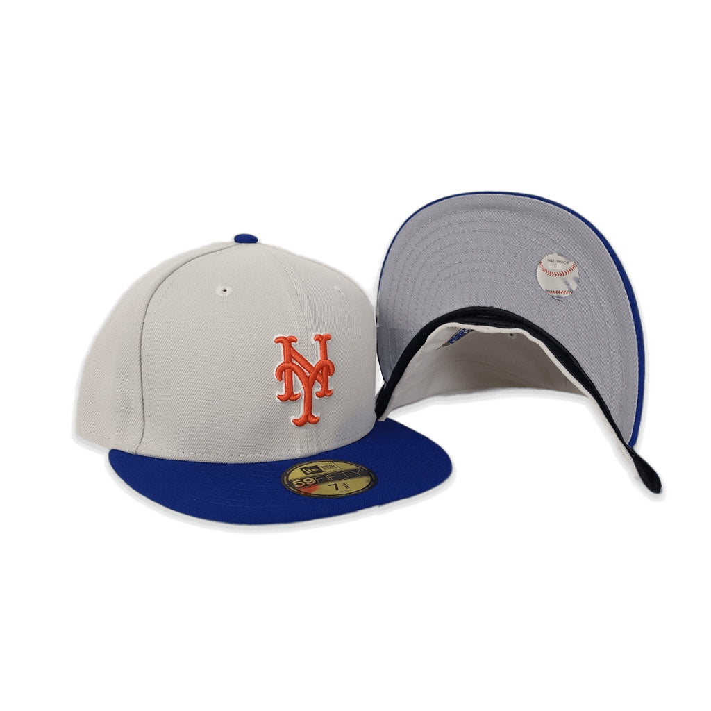 Stone NY Mets Royal Blue Visor 2x World Series New Era 59FIFTY Fitted 77/8