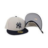 Stone New York Yankees Navy Blue Visor Gray Bottom 27X World Series Champions New Era 59Fifty Fitted