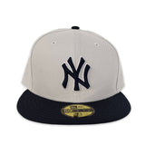 Stone New York Yankees Navy Blue Visor Gray Bottom 27X World Series Champions New Era 59Fifty Fitted