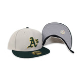 Stone Oakland Athletics Dark Green Visor Gray Bottom 9X World Series Champions New Era 59Fifty Fitted