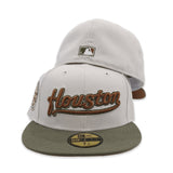 Stone Script Houston Astros Olive Green Visor Bronze Bottom Celebrating 45 Years Side Patch New Era 59Fifty Fitted