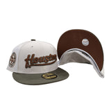Stone Script Houston Astros Olive Green Visor Bronze Bottom Celebrating 45 Years Side Patch New Era 59Fifty Fitted