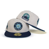 Stone Seattle Mariners Navy Blue Visor Aqua Bottom 30th Anniversary Side Patch New Era 59Fifty Fitted