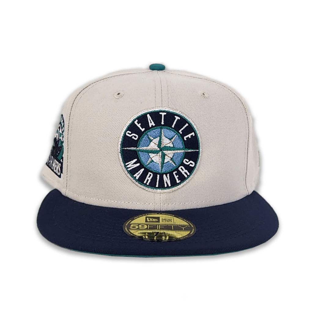 Stone Seattle Mariners Navy Blue Visor Aqua Bottom 30th Anniversary Side Patch New Era 59FIFTY Fitted 7 3/8