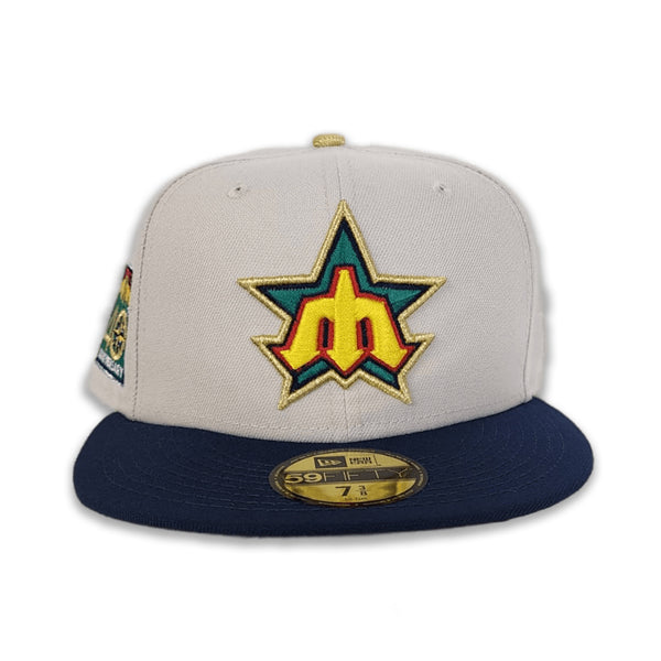 Stone Seattle Mariners Navy Blue Visor Gold Bottom 40th Anniversary Si ...