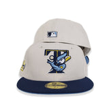 Stone Toronto Blue Jays Navy Blue Visor Icy Blue Bottom 20th Anniversary Side Patch New Era 59Fifty Fitted