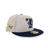 Stone Toronto Blue Jays Navy Blue Visor Icy Blue Bottom 20th Anniversary Side Patch New Era 59Fifty Fitted