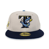 Stone Toronto Blue Jays Navy Blue Visor Icy Blue Bottom 20th Anniversary Side Patch New Era 59Fifty Fitted