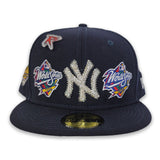 Swarovski Crystal Navy Blue New York Yankees 27X World Series Champions New Era 59Fifty Fitted