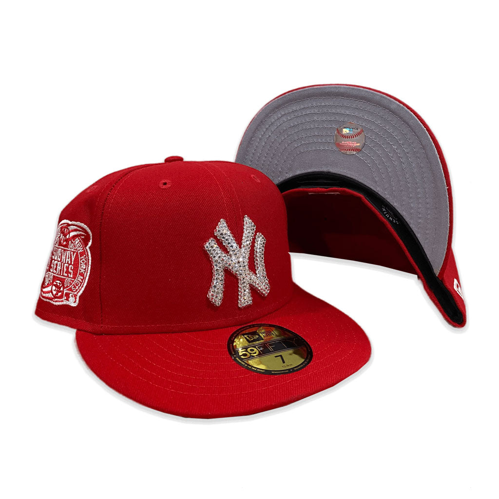 Swarovski Crystal Red NY Yankees Subway Series Patch New Era Fitted 8