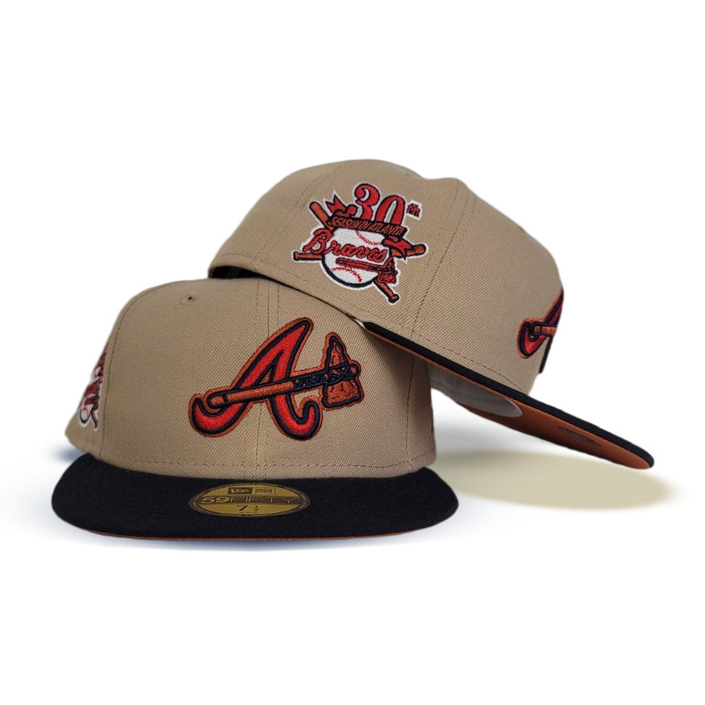 Tan Atlanta Braves Navy Visor Rust Orange Bottom 30th Season Side