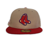 Tan Boston Red Sox Red Visor Purple Bottom 1999 All Star Game Side Patch New Era 59Fifty Fitted