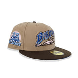 Tan Buffalo Bisons Brown Visor Sea Blue Bottom 25th Years Side Patch New Era 59Fifty Fitted