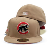 Tan Chicago Cubs Red Bottom 1990 All Star Game Side Patch New Era 59Fifty Fitted