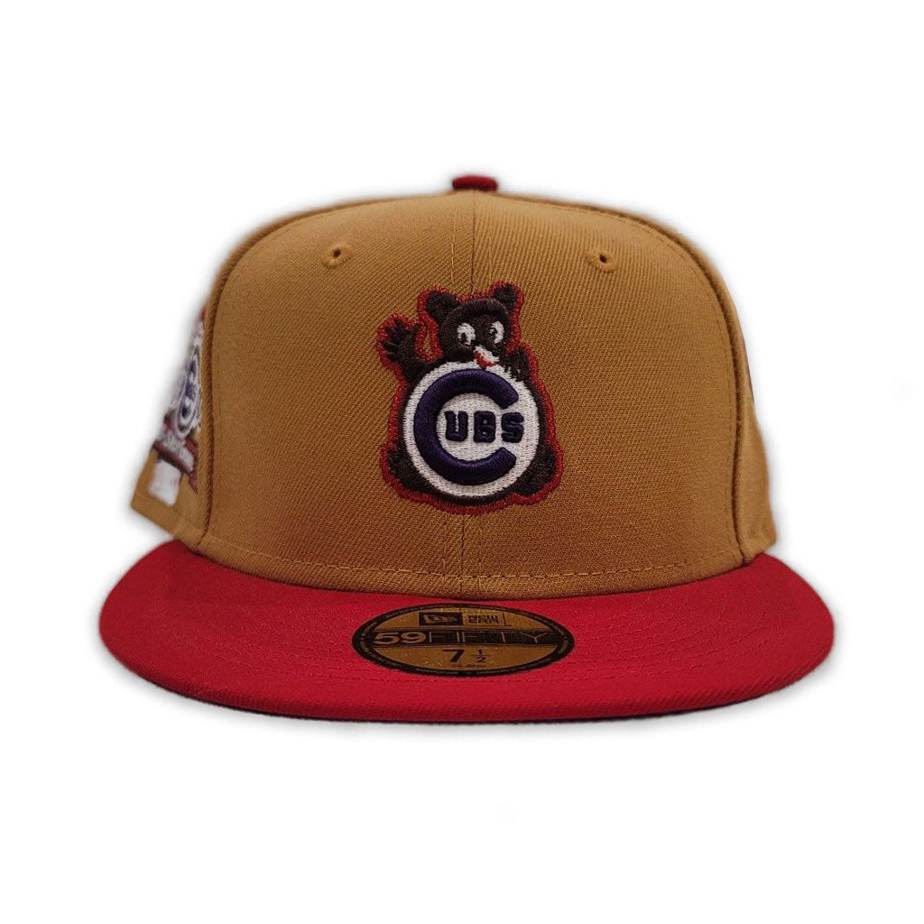 Tan Chicago Cubs Red Visor Purple Bottom 1990 All Star Game Side Patch New Era 59Fifty Fitted