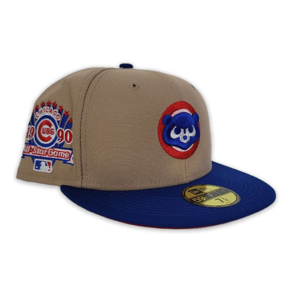 Tan Chicago Cubs Royal Visor Red Bottom 1990 All Star Game Side Patch "Oatmeal Collection" New Era 59Fifty Fitted