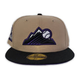 Tan Colorado Rockies Black Visor Purple Bottom 25th Anniversary Side Patch "Oatmeal Collection" New Era 59Fifty Fitted