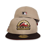 Tan Colorado Rockies Brown Visor Red Bottom 1995 Coors Field Side Patch New Era 59Fifty Fitted